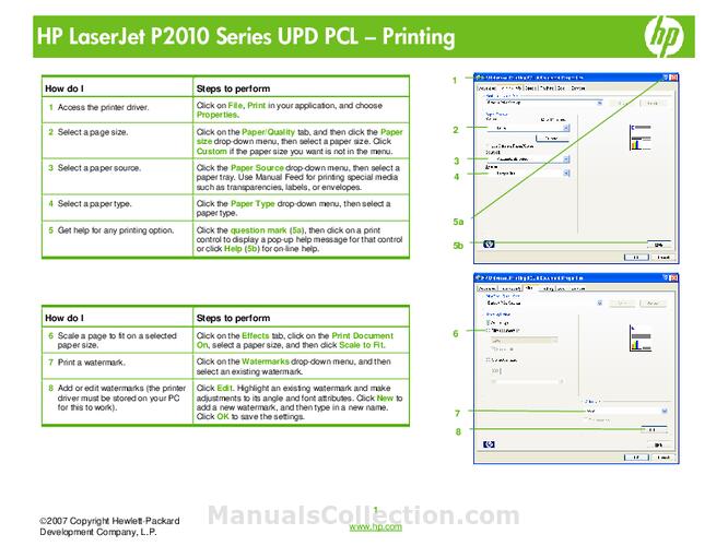 HP LaserJet P2014 LaserJet P2010 Series Job Aid UPD PCL Printing