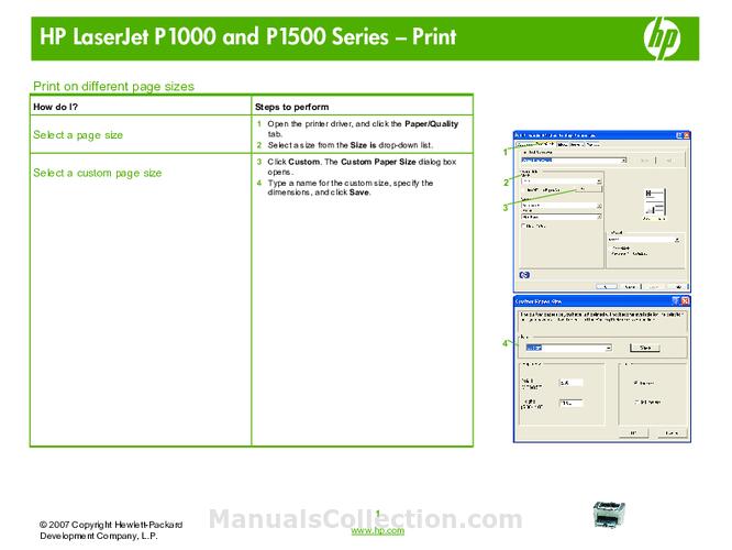 HP LaserJet P1007 HP LaserJet P1000 and P1500 Series Print on